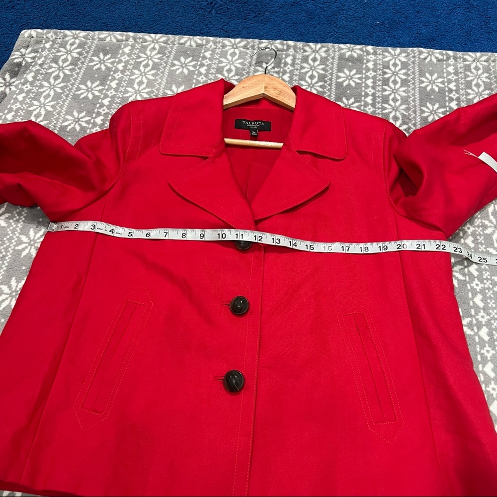 New Talbots Red Cotton/Linen Blend Jacket Size 16 Petite - Picture 4 of 9